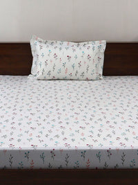 BOMBAY DYEING  Vintage Turquoise Blue Printed Cotton 180 TC  Bedsheet Set 1.52 m X 2.28 m