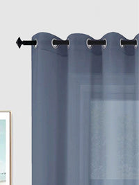 URBAN SPACE Blue 2 Pieces Sheer Long Door Curtain
