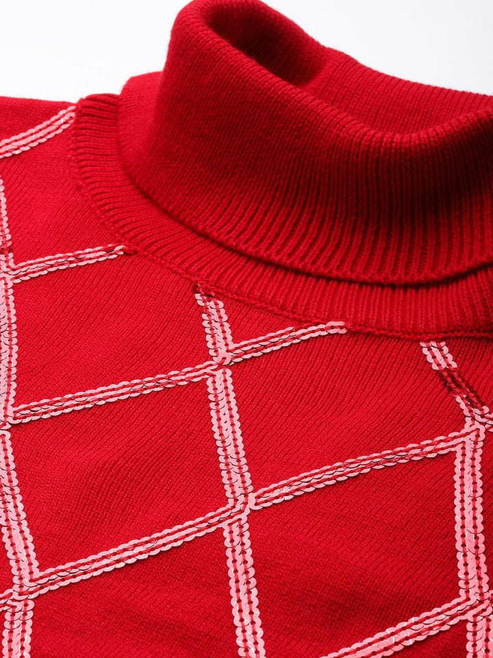 DressBerry Sequin Detailed Turtle Neck Pullover