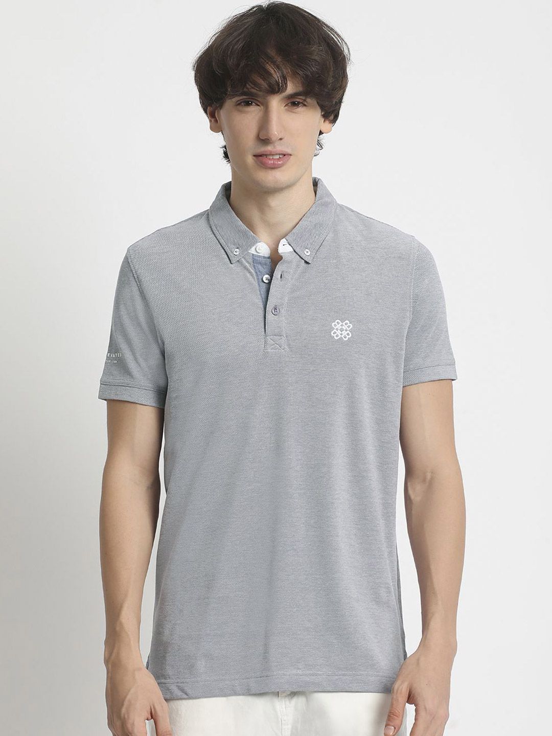 THE BEAR HOUSE Men Solid Polo Collar Regular Fit Pure Cotton T-shirt