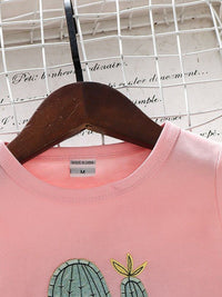 YK Girls Floral Printed Round Neck Cotton Casual T-shirt