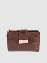 Lino Perros Women Brown Animal Printed PU Two Fold Wallet