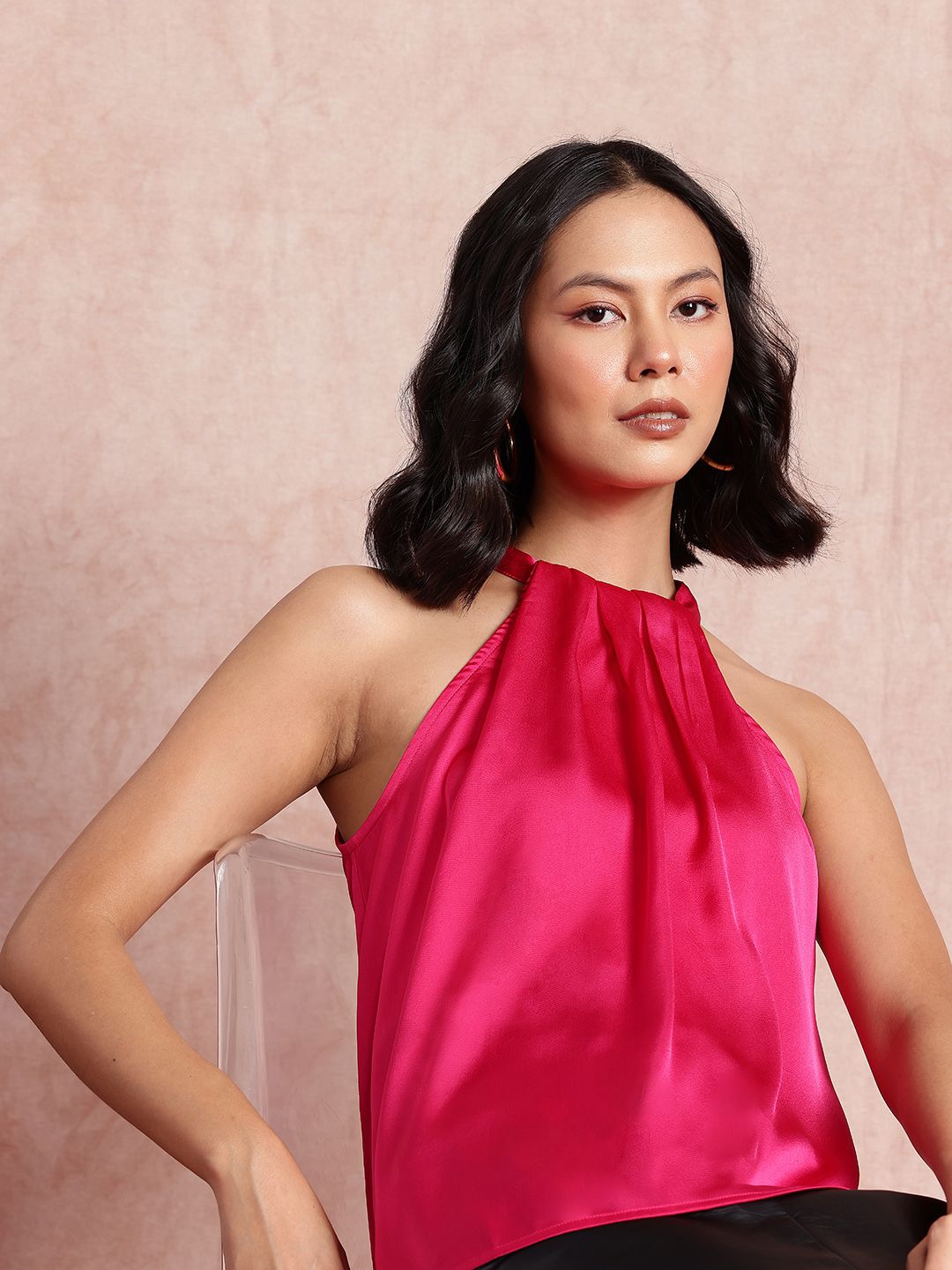 all about you Satin-Finish Halter Neck Top