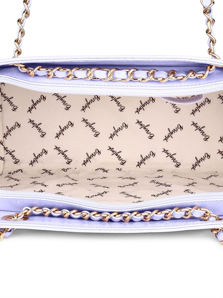 Berrylush Purple PU Structured Oversized Shoulder Bag