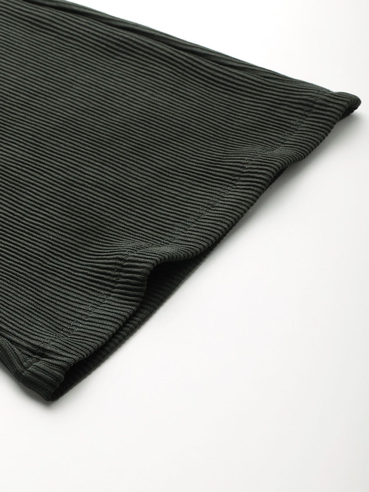 DressBerry Women Ribbed Flared Bootcut Trousers