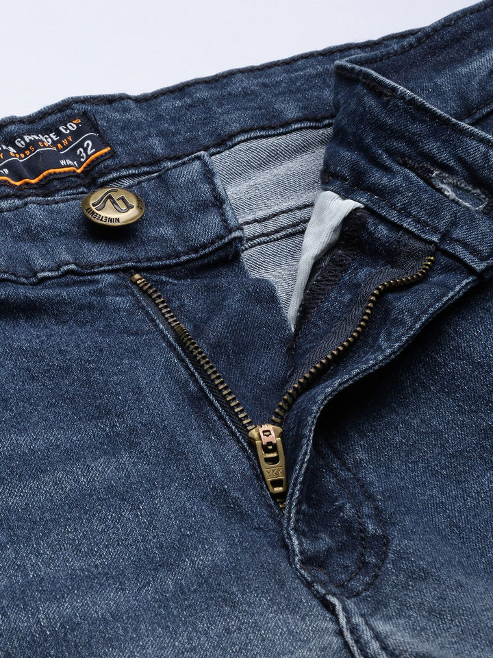 The Indian Garage Co Men Blue Slim Fit Light Fade Ombre Stretchable Jeans