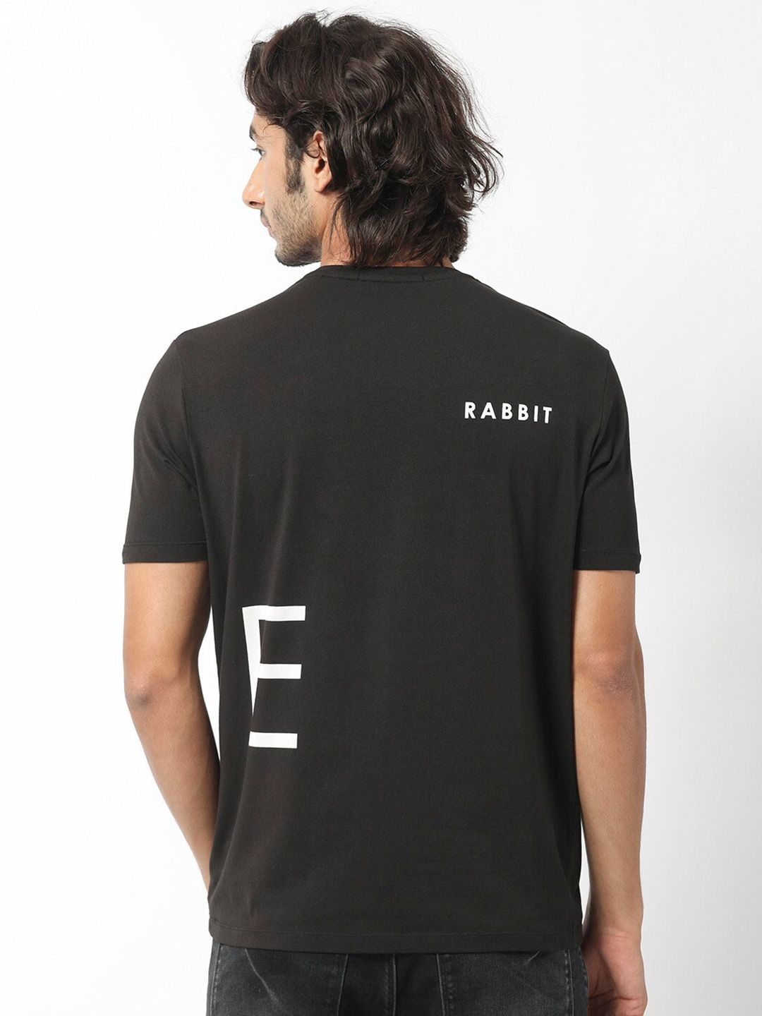 RARE RABBIT Men Drover Typography Printed Slim Fit Cotton T-Shirt