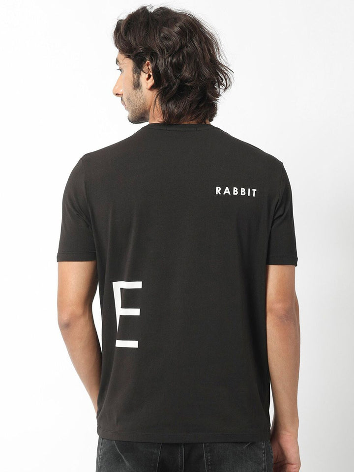 RARE RABBIT Men Drover Typography Printed Slim Fit Cotton T-Shirt