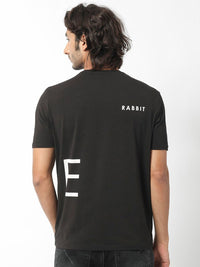 RARE RABBIT Men Drover Typography Printed Slim Fit Cotton T-Shirt
