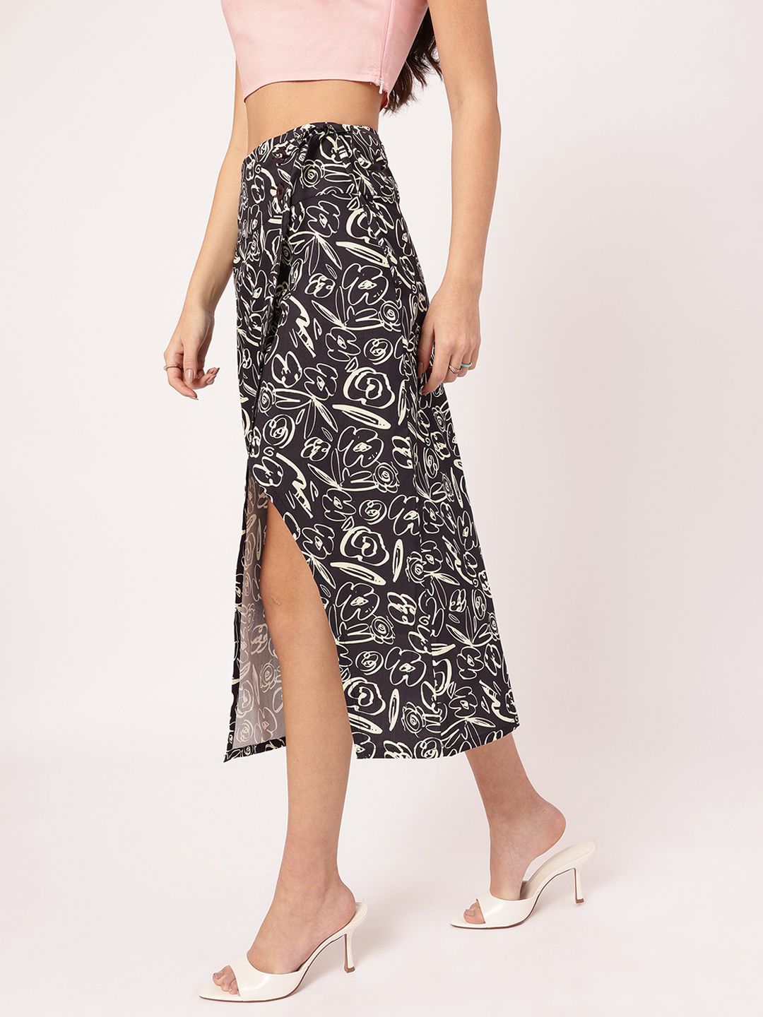DressBerry Rose Revival Wrap-Style Skirt