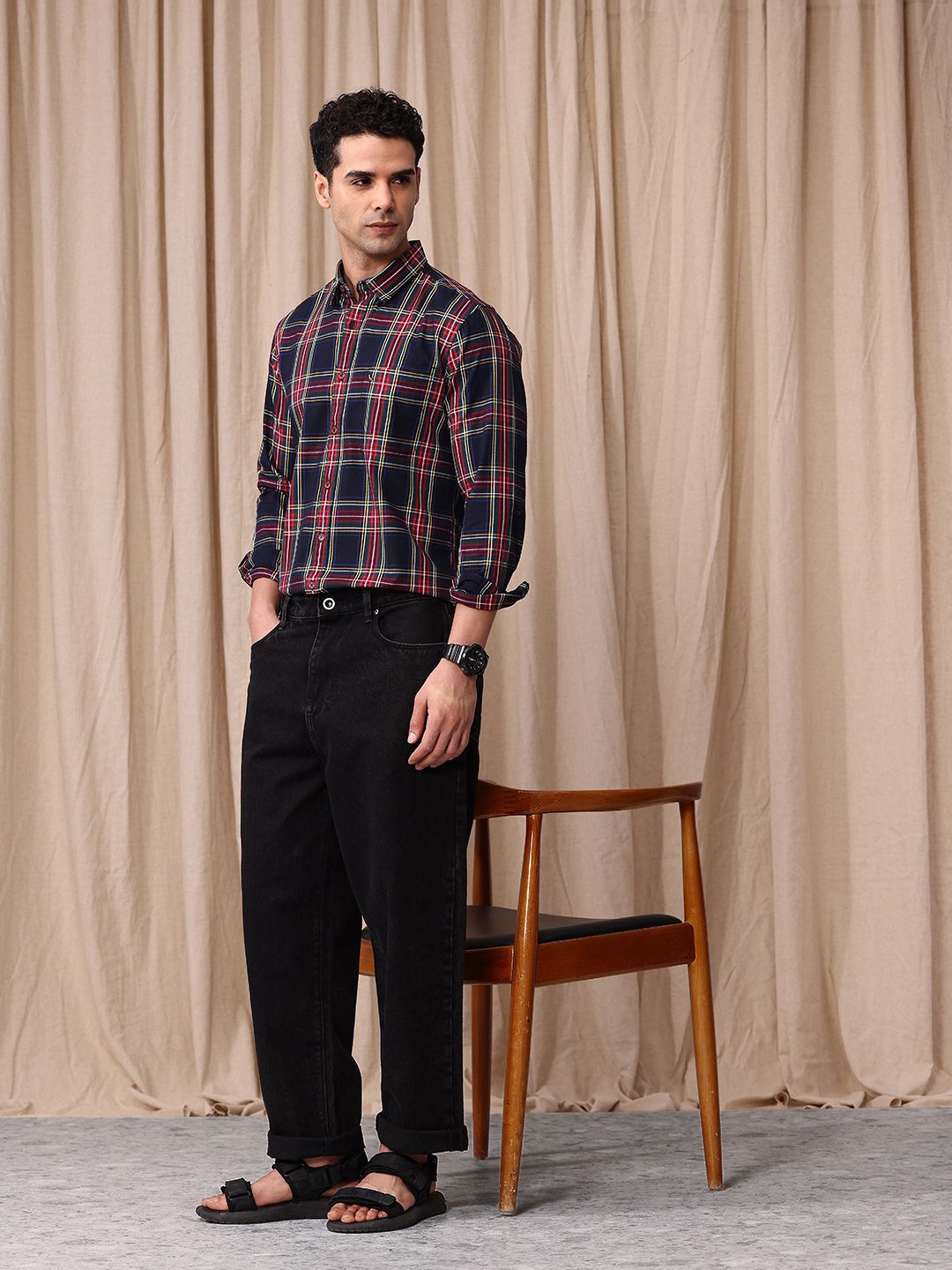 Mr Bowerbird Men Tailored Fit Tartan Checks Opaque Pure Cotton Casual Shirt