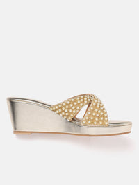 House of Pataudi Ethnic Embellished Wedge Heels