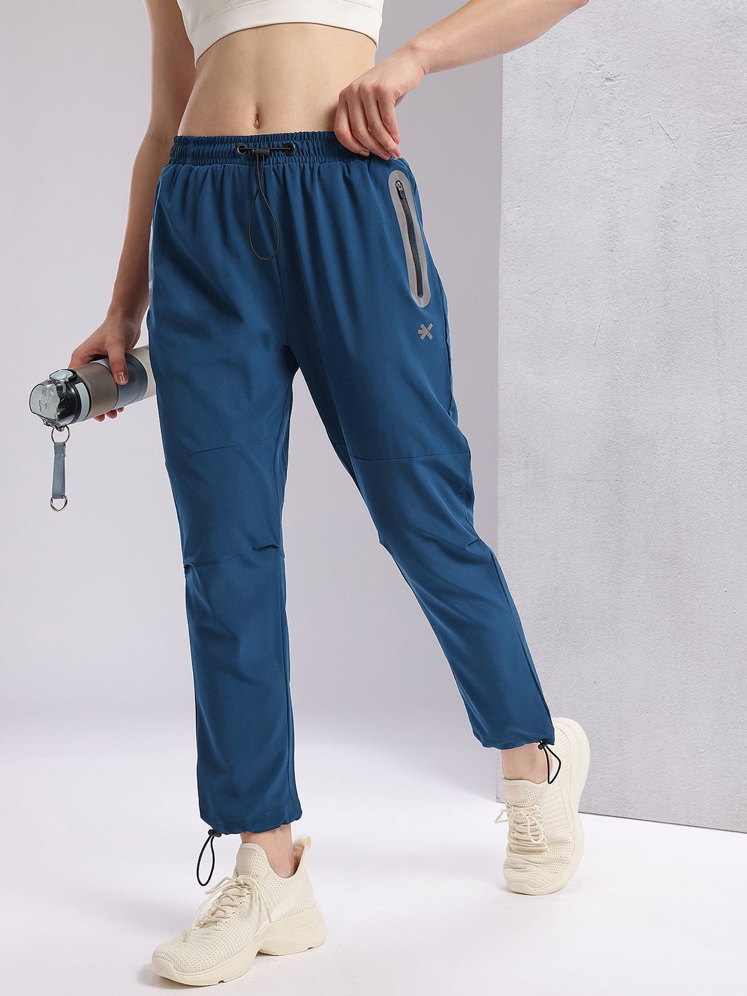 HRX by Hrithik Roshan Women Cropped Running Track Pants with Toggle Hem