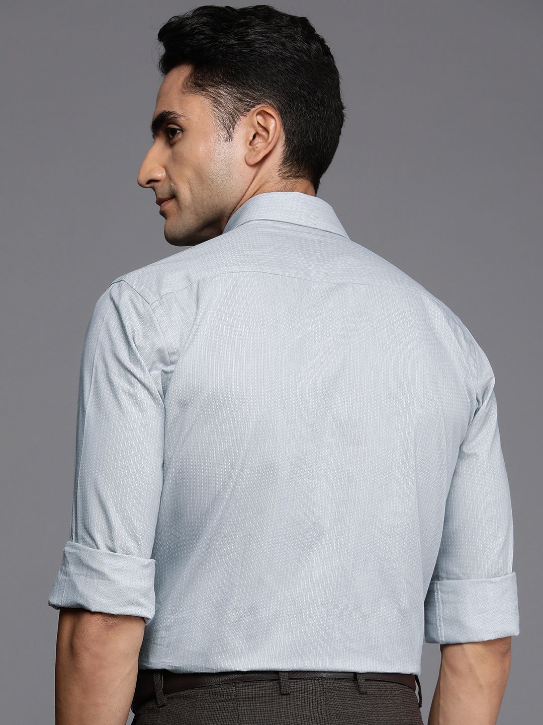 Raymond Pure Cotton Self Design Slim Fit Textured Formal Shirt