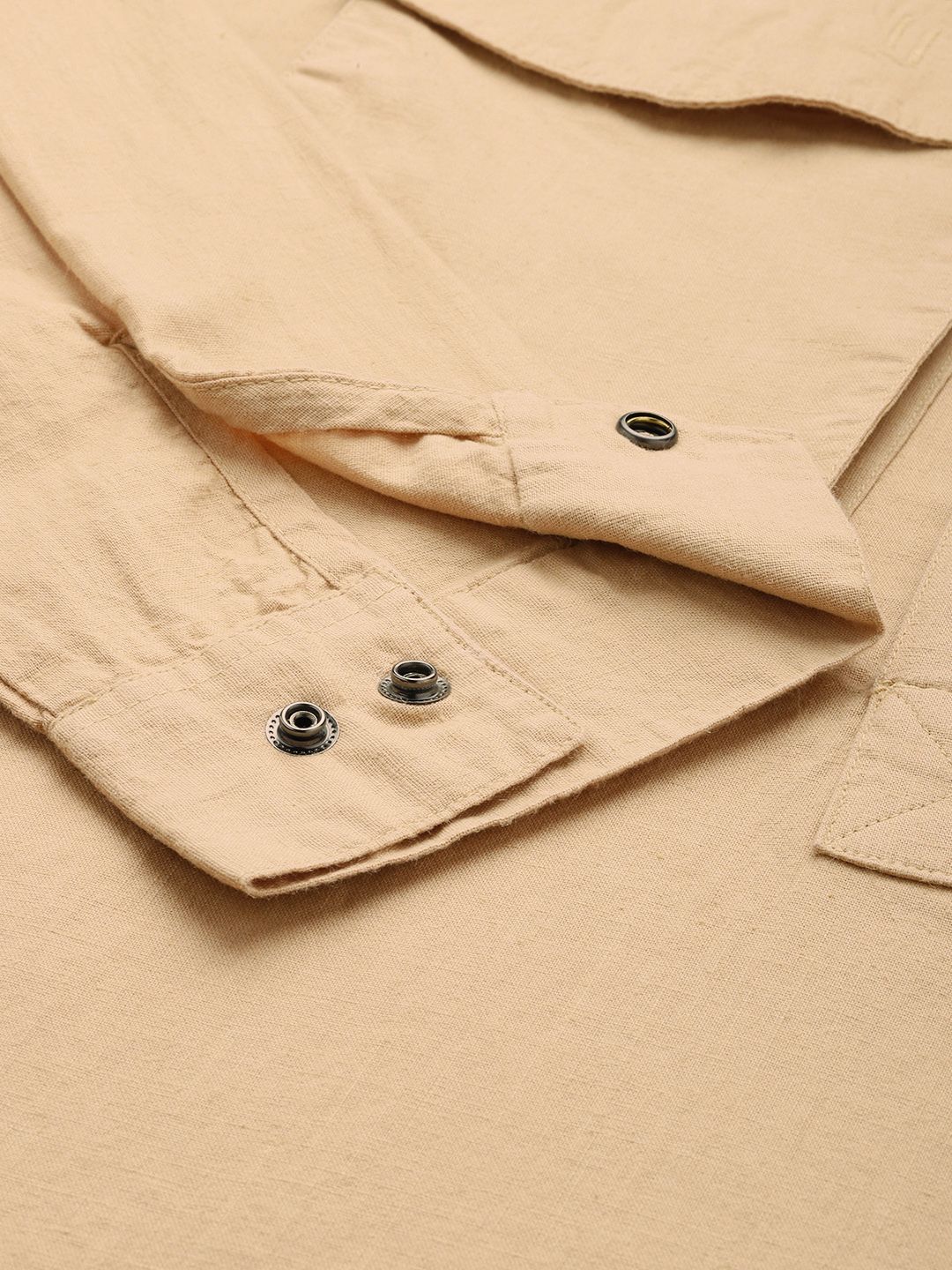 Mr Bowerbird Men Beige Linen Cotton Liberal Fit Casual Shirt