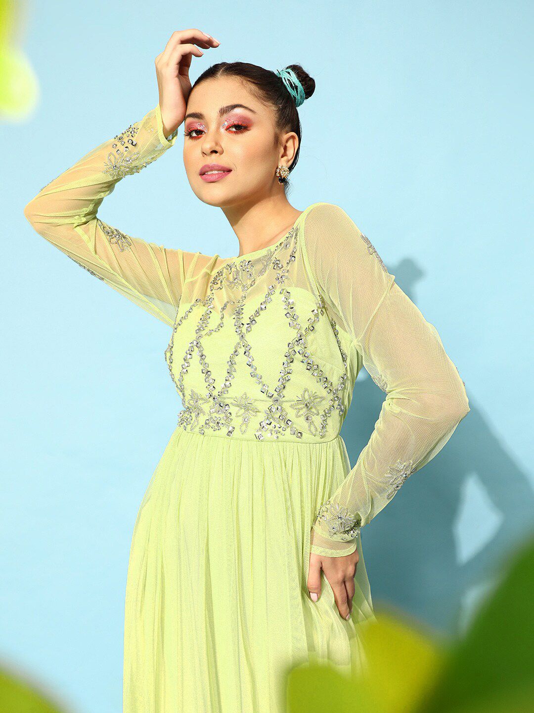 STREET 9 Women Attractive Lime Green Solid Dress