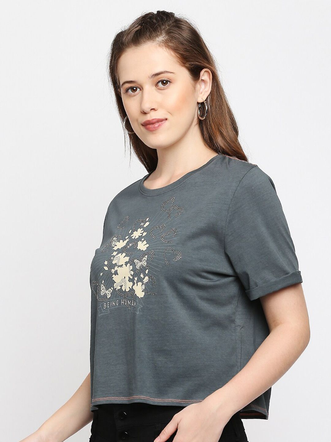 Being Human Graphic Printed Boxy Fit Cotton T-shirt