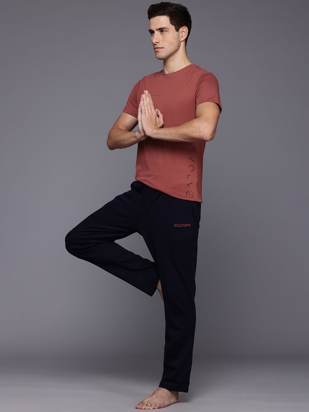HRX by Hrithik Roshan Placement Typography Printed Pure Cotton Yoga T-shirt
