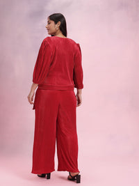 DressBerry Plus Size Solid Accordion Pleats Co-Ords