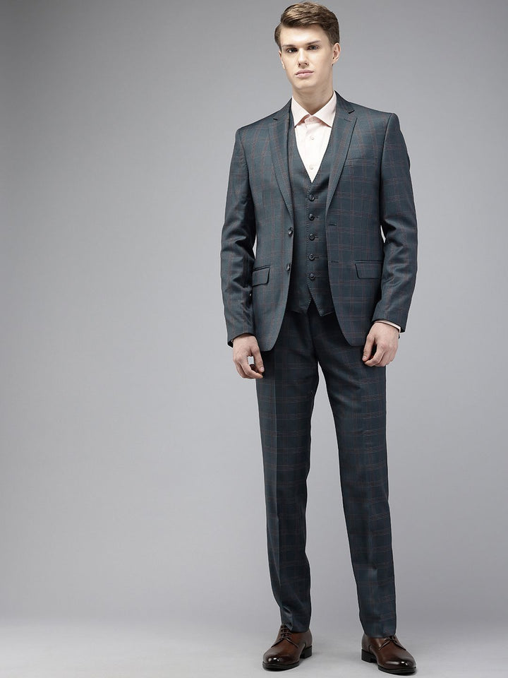 Park Avenue Checked Single Breasted Super Slim Fit 3 Piece Formal Suits