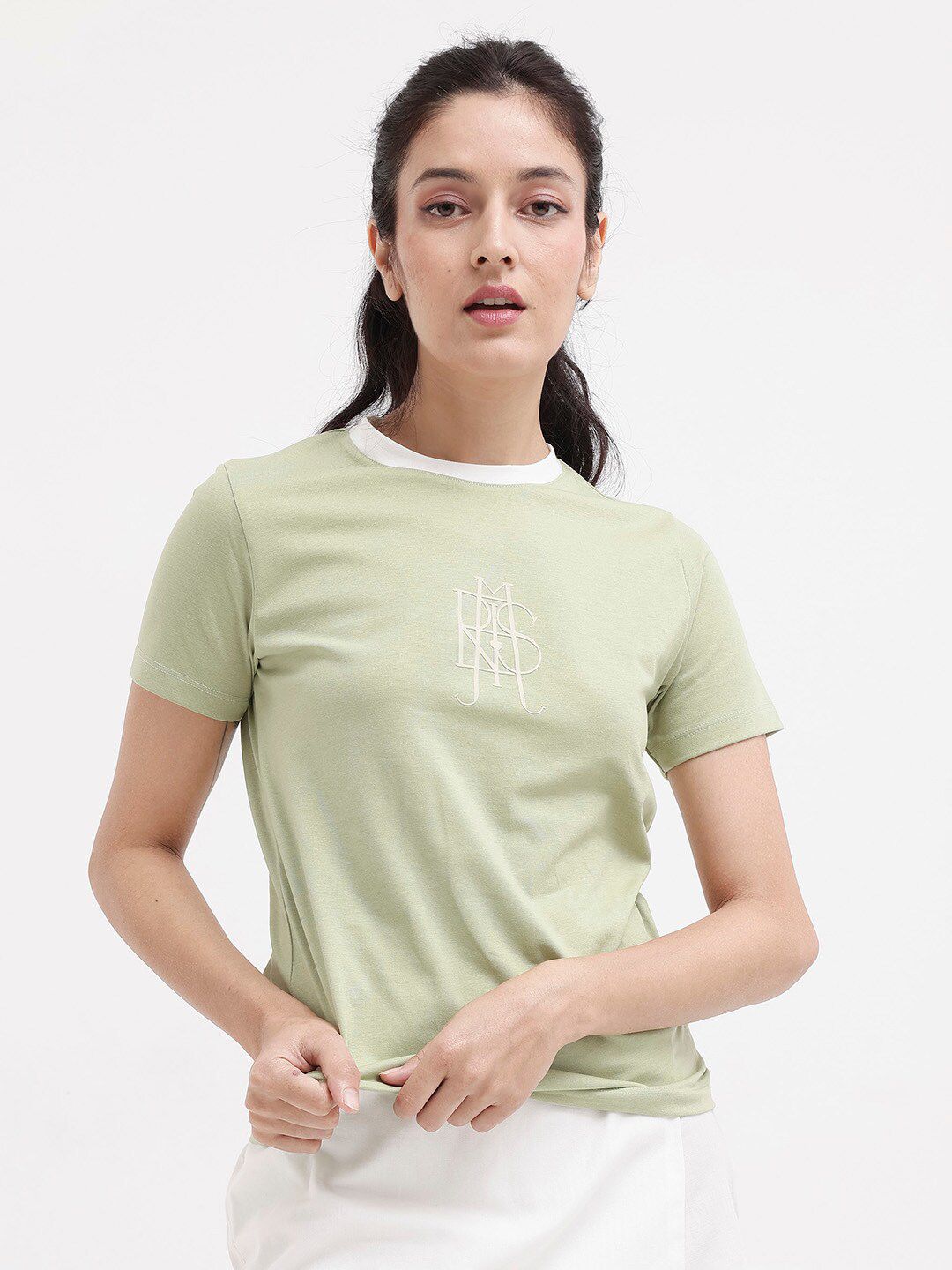 RAREISM Round Neck Typography Printed Cotton T-shirt