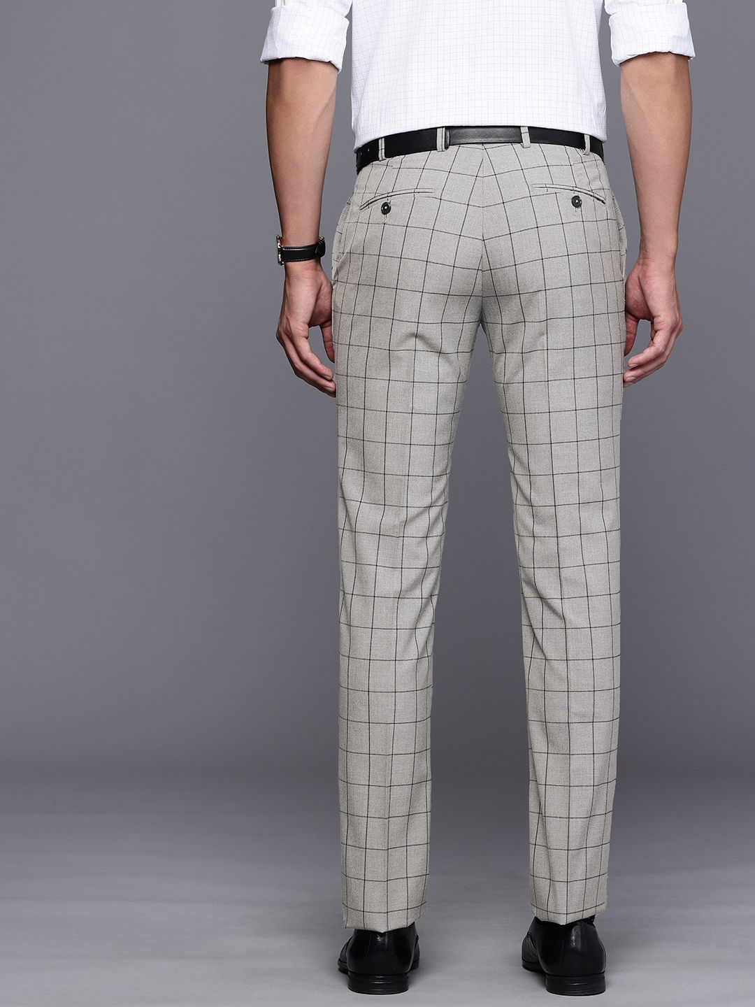 Raymond Men Checked Slim Fit Formal Trousers