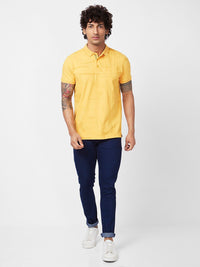 SPYKAR Abstract Printed Polo Collar Slim Fit Cotton T-shirt