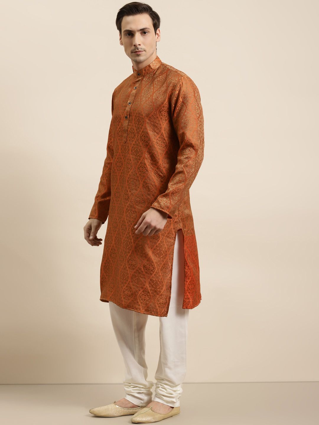 SOJANYA Ethnic Motifs Woven Design Regular Kurta With Churidar