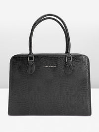 Lino Perros Women Croc Textured Structured Laptop Shoulder Bag