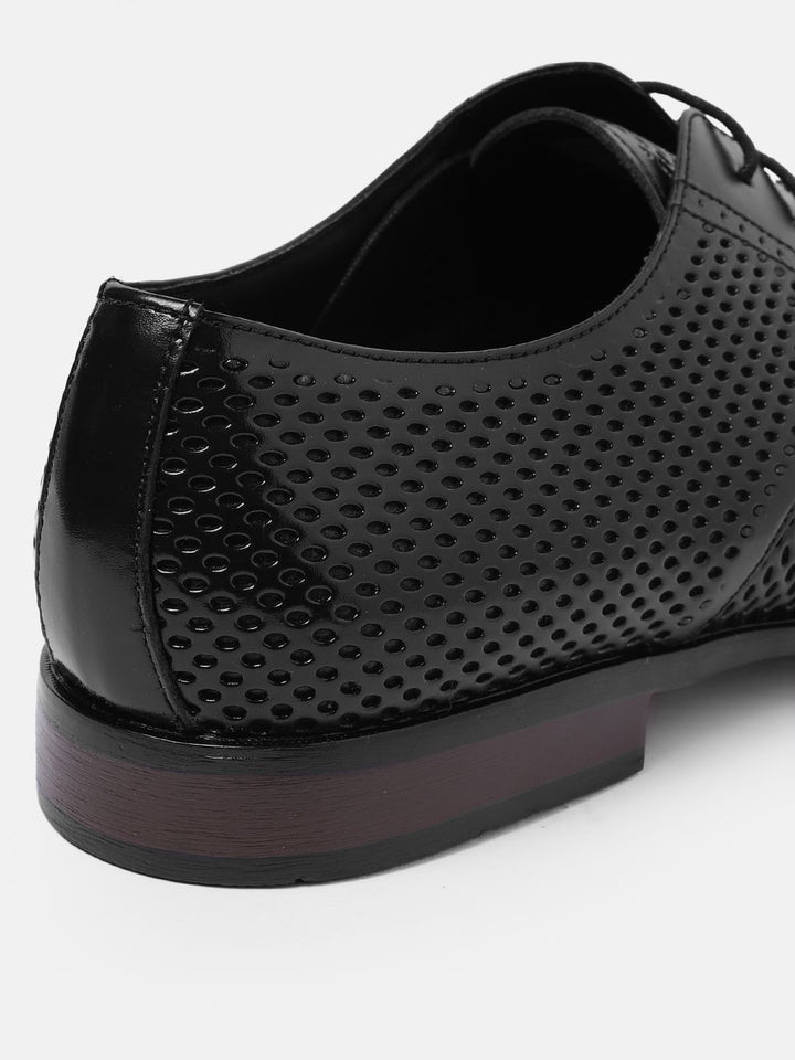 House of Pataudi Men Perforated Detailing Formal Derbys