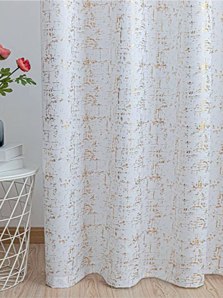 URBAN SPACE White & Gold-Toned Black Out Window Curtain
