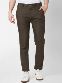 SPYKAR Men Mid Rise Linen Regular Fit Chinos Trousers