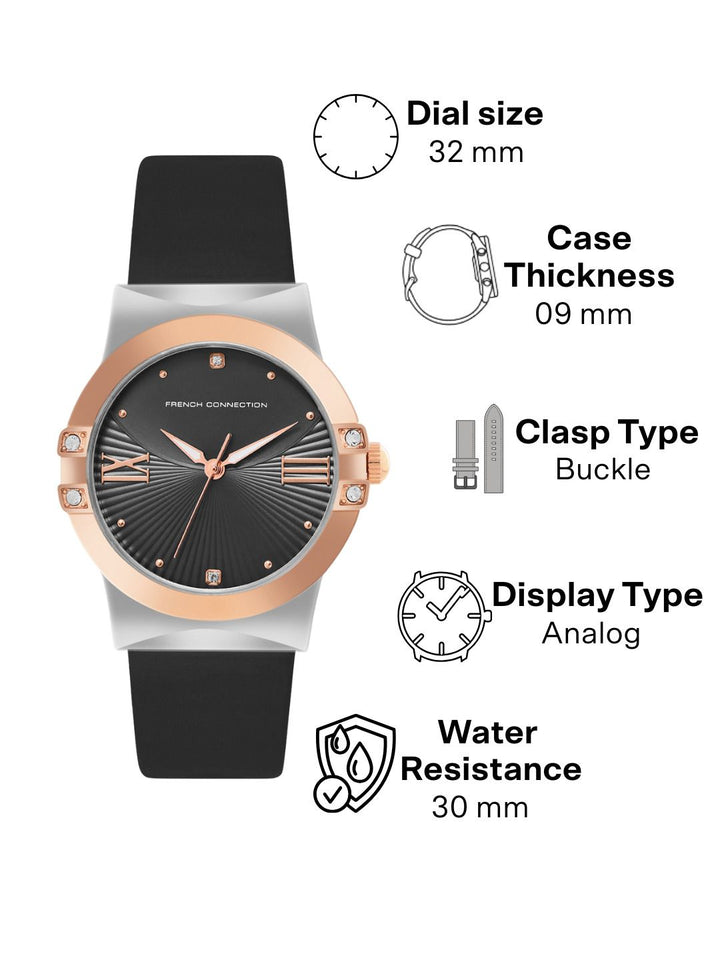 French Connection Women Dial & Leather Straps Analogue Watch FCU1BBL