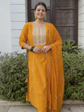 KALINI Ethnic Motifs Embroidered Regular Gotta Patti Kurta with Palazzos & Dupatta