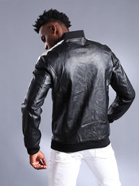 The Indian Garage Co Men Colourblock Slim Fit Zip-Front Faux Biker Jacket