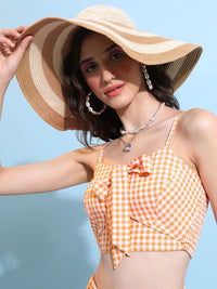 Tokyo Talkies Checked Cut Out Crop Fitted Top With Maxi Skirt