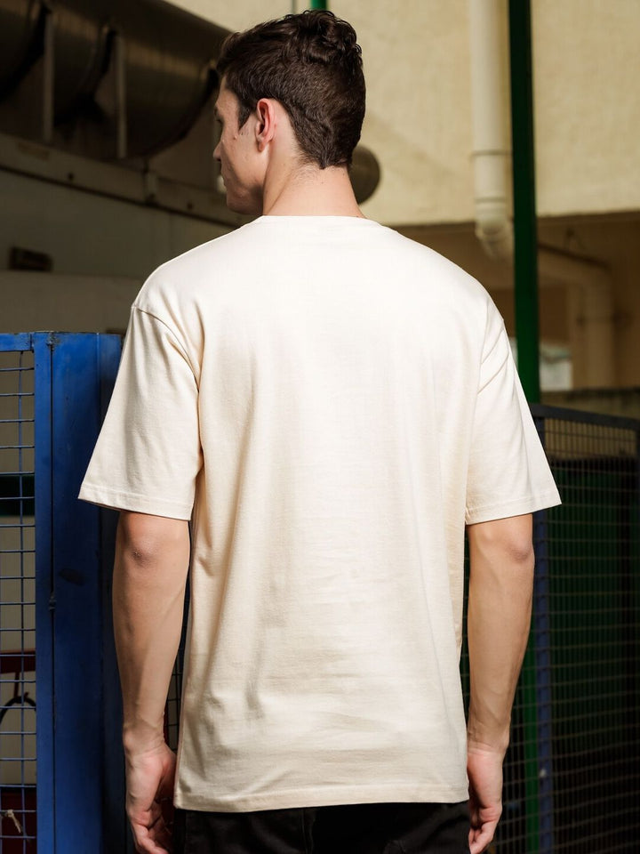ADRO Round Neck Drop-Shoulder Sleeves Oversized Pure Cotton T-shirt