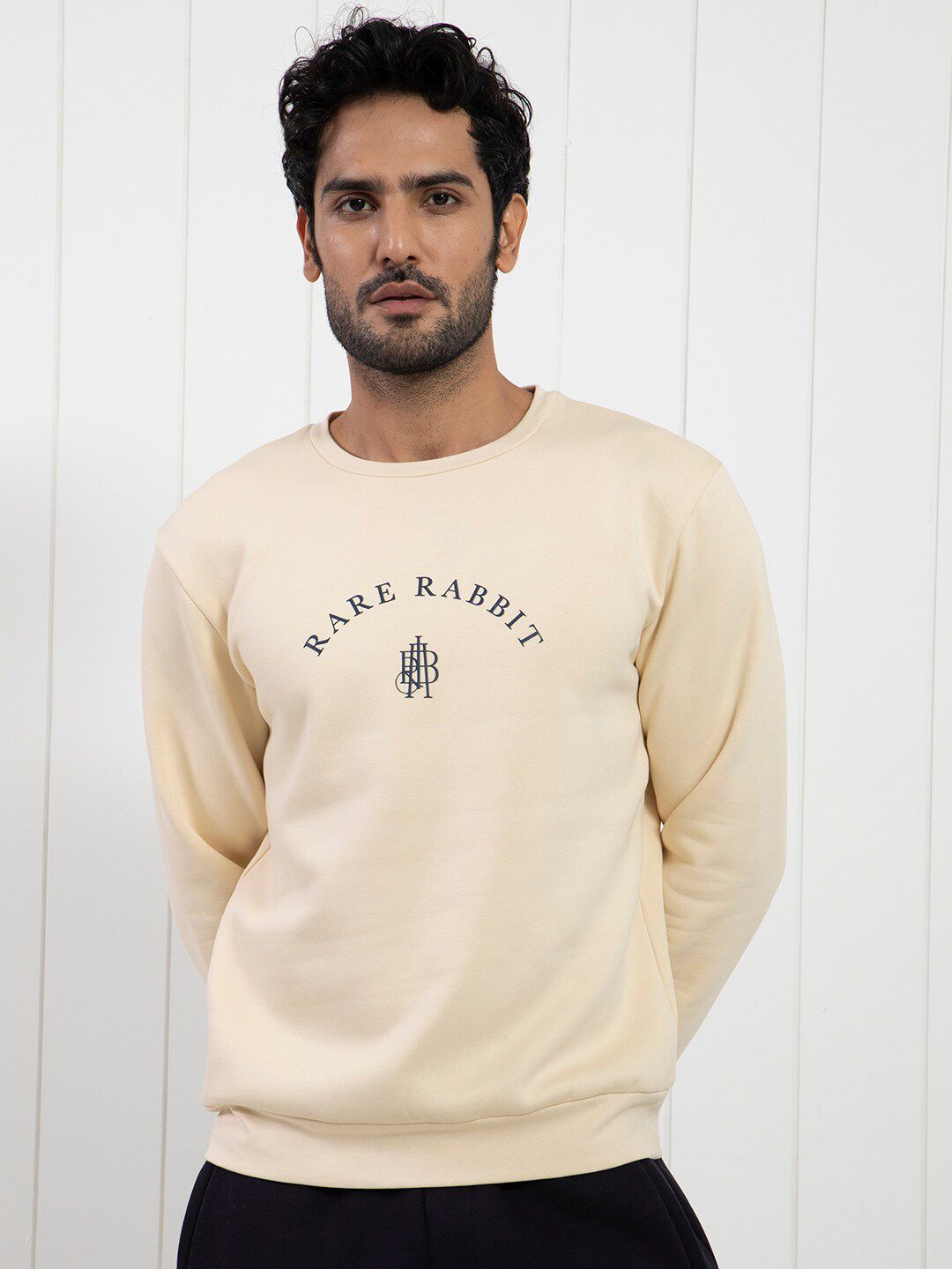 RARE RABBIT Men Nomic Logo Print Sweatshirt