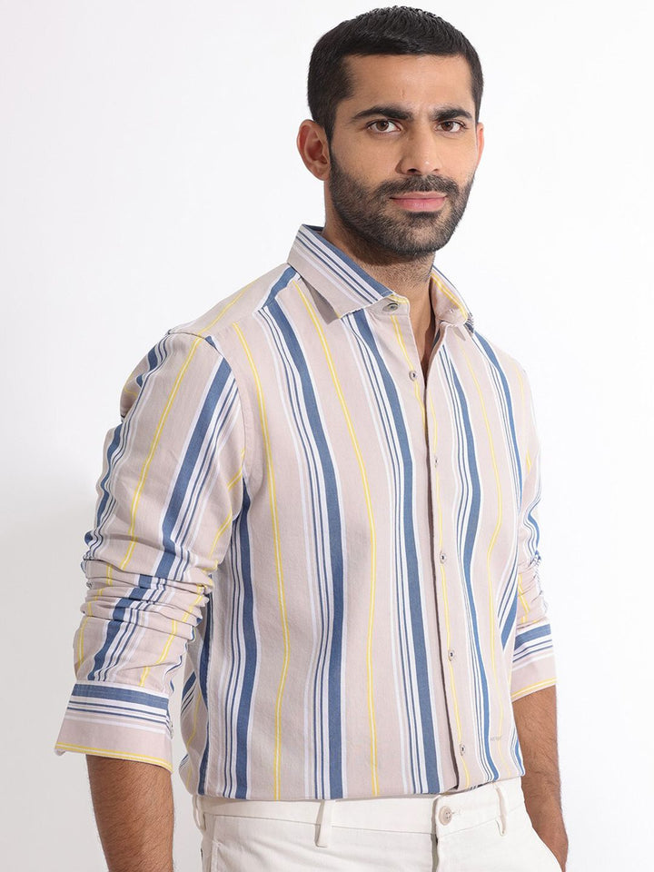 RARE RABBIT Men Purit Striped Slim Fit Classic Shirt