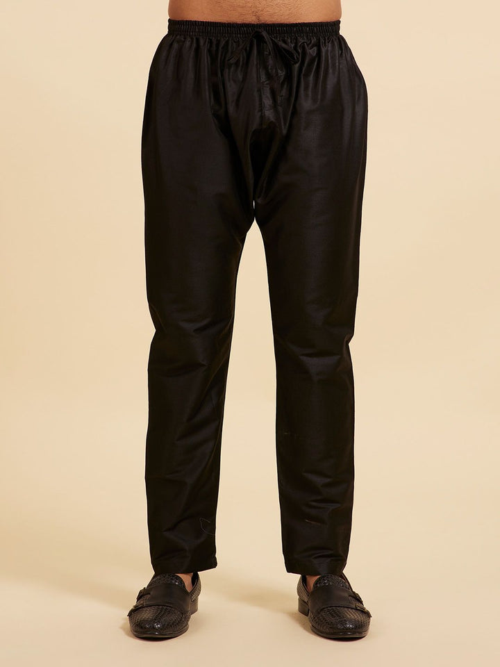 Diwas By Manyavar Men Mid Rise Art Silk Pyjamas