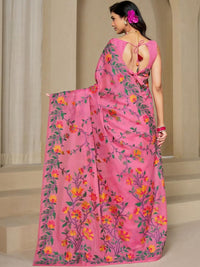 KALINI Pink Pure Cotton Woven Design Sarees