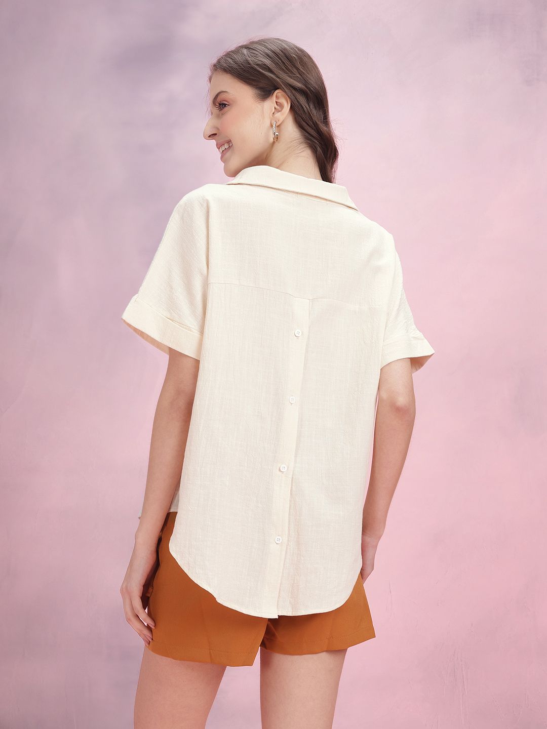 DressBerry Extended Sleeves Cotton High Low Top