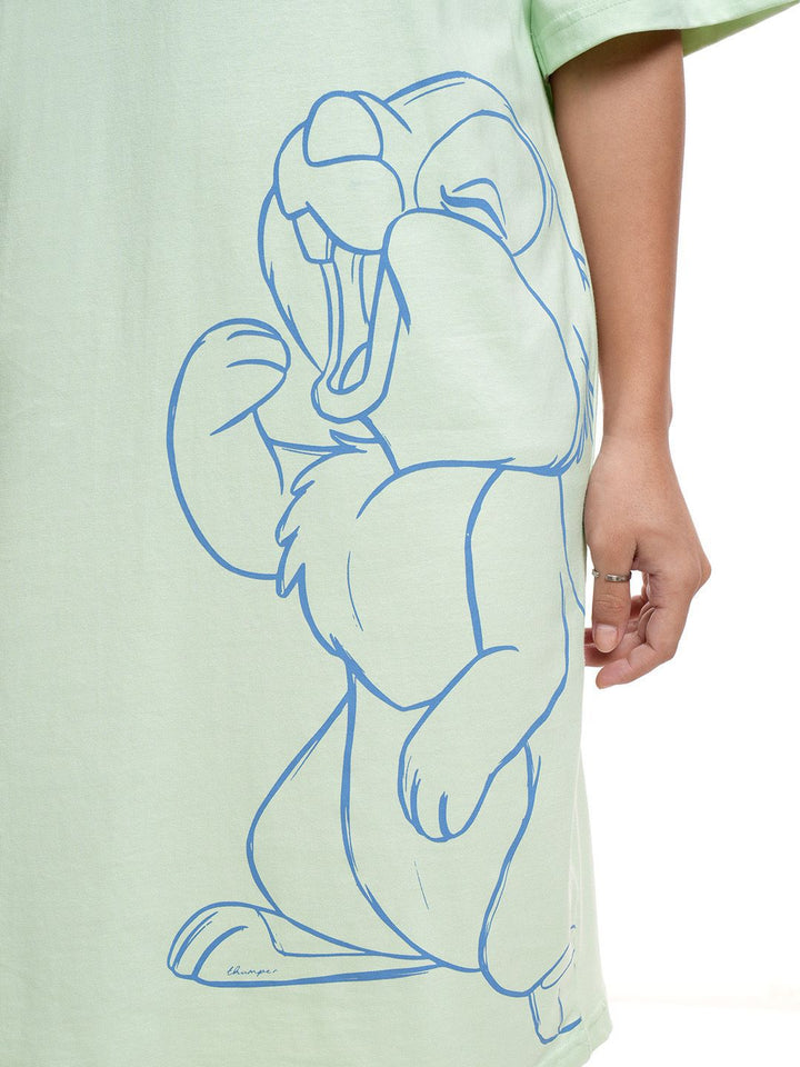 Tokyo Talkies Women Disney Thumper Graphic Printed Boxy Mini Cotton TShirt Dress