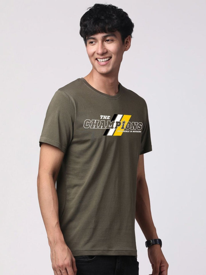 ADRO Men Typography Printed Pure Cotton Round Neck T-shirt