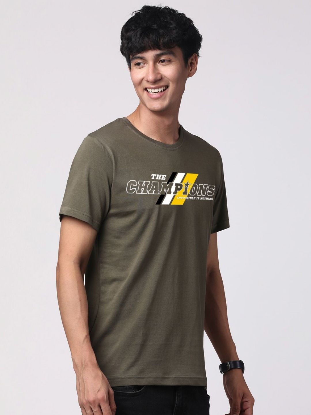 ADRO Men Typography Printed Pure Cotton Round Neck T-shirt