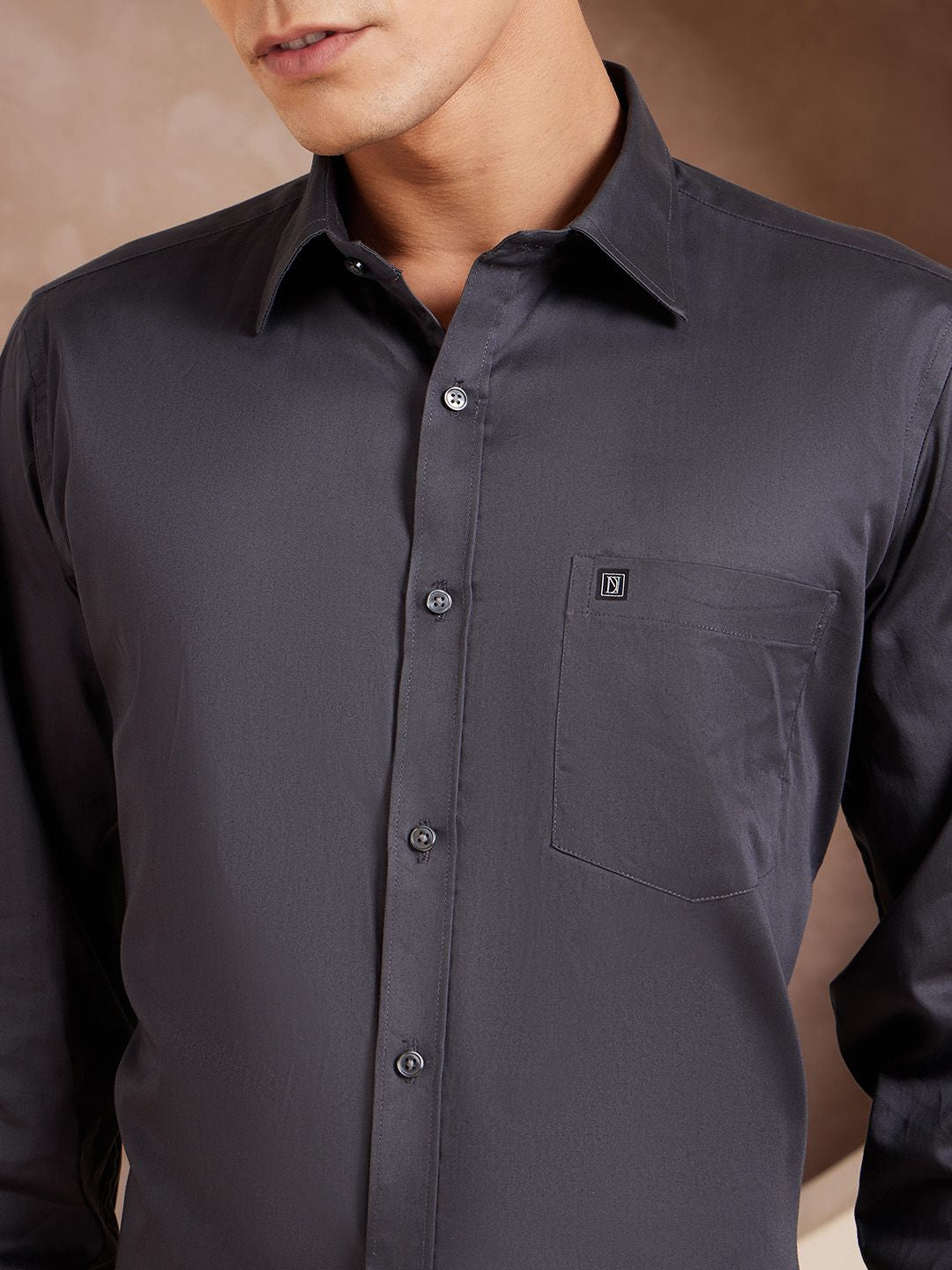 DENNISON Brand Logo Cotton Satin Shirt