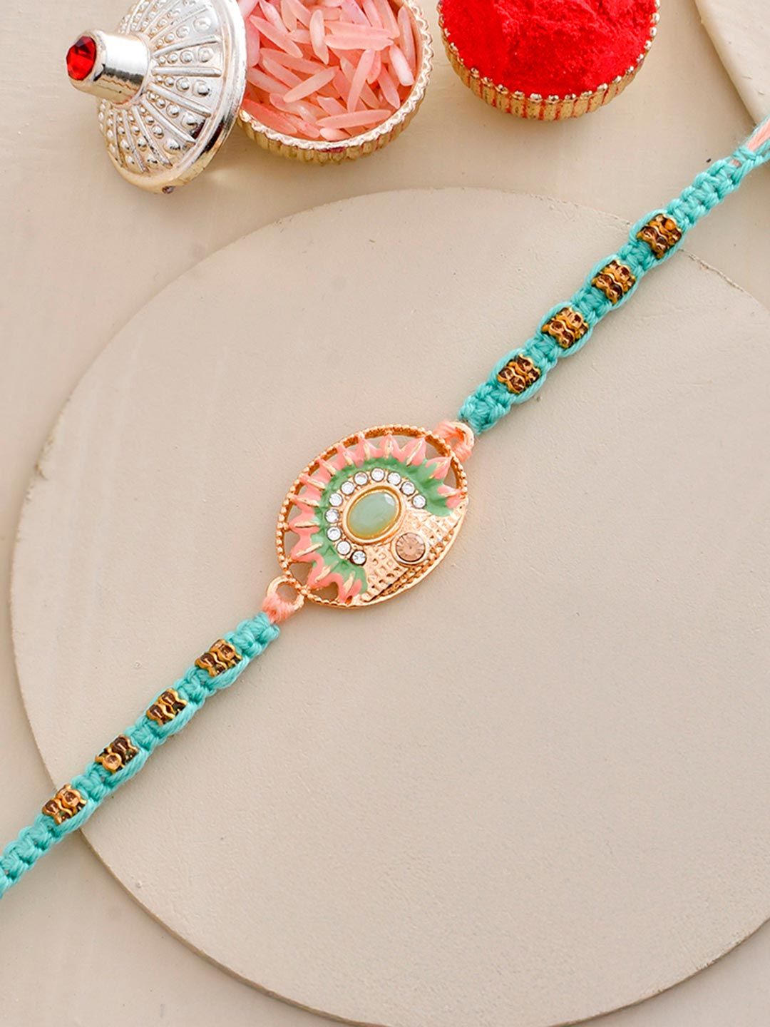 Voylla Men's Traditional Design Beaded Thread Rakhi For Brother