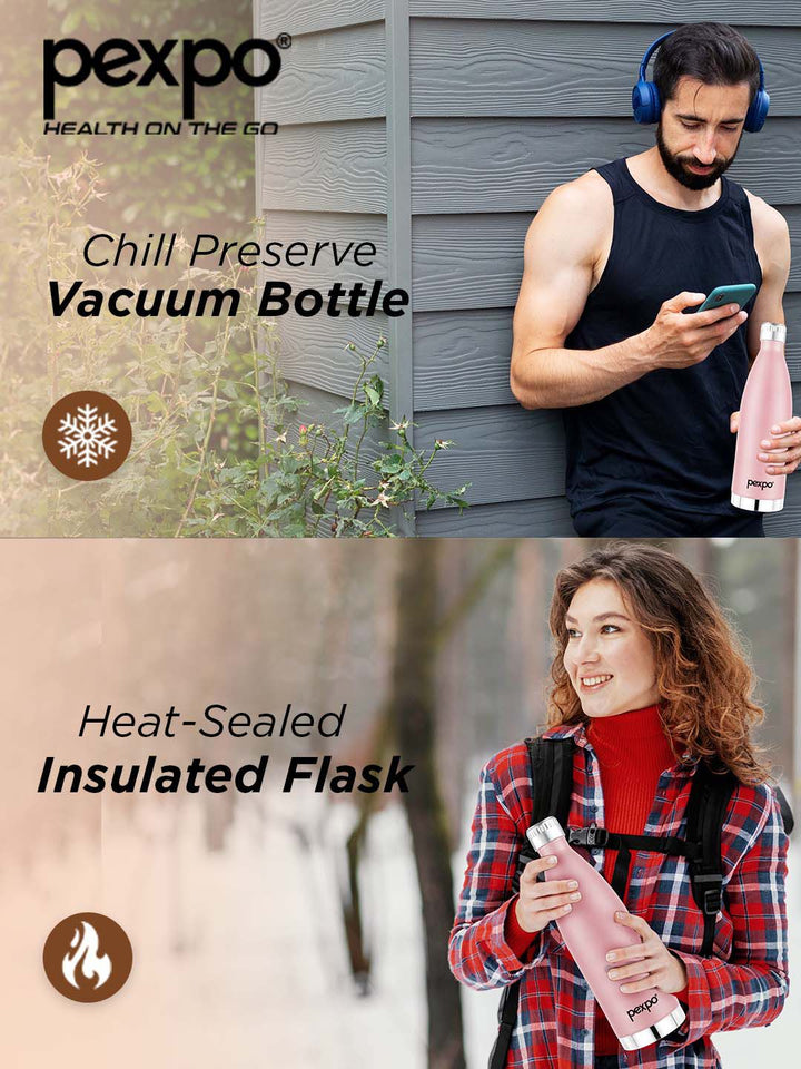 Pexpo Exteme Rosy Brown Thermosteel ISI Certified Hot & Cold Flask Water Bottle 830ml