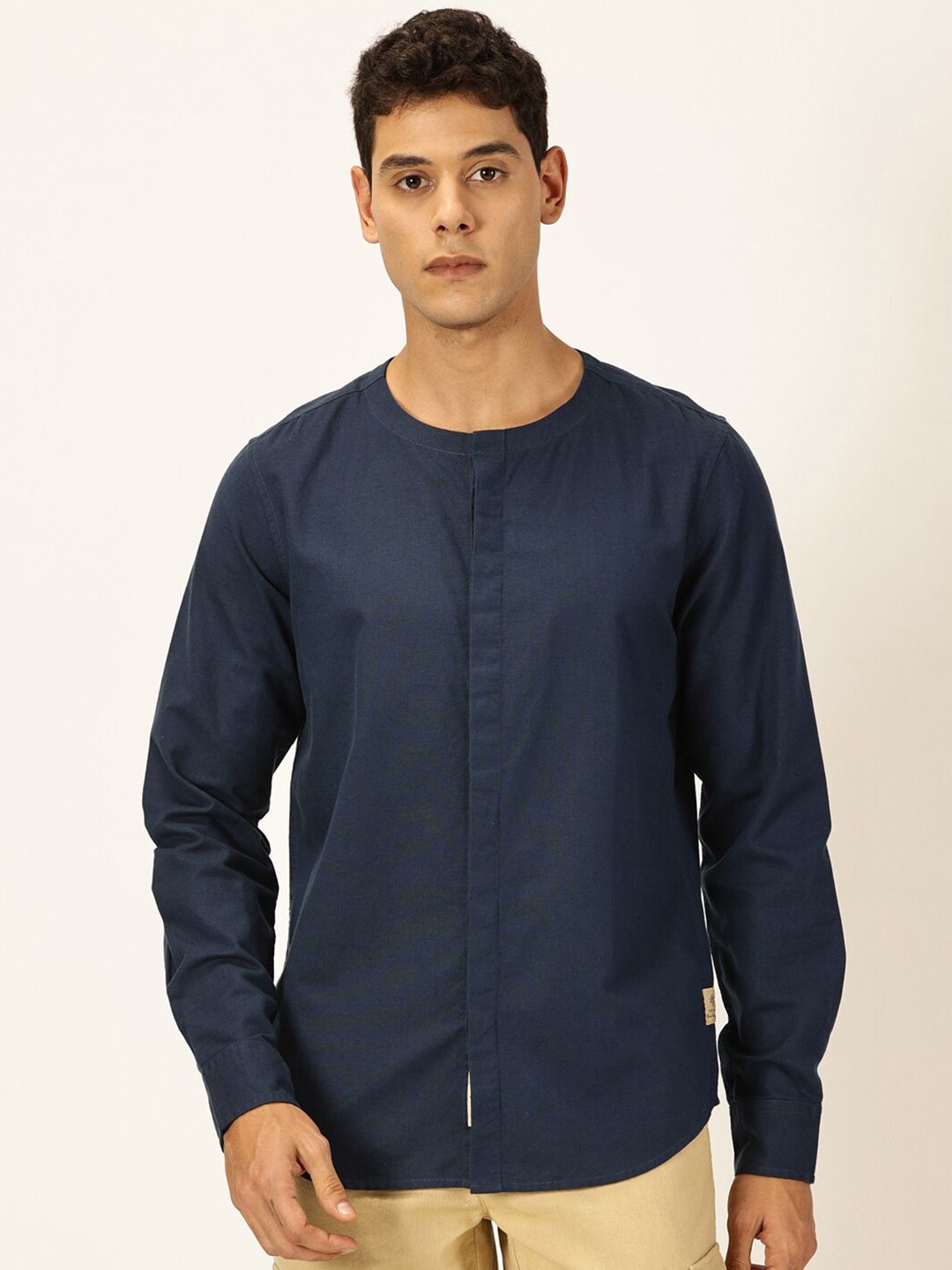 Thomas Scott Men Premium Cotton Linen Slim Fit Opaque Casual Shirt