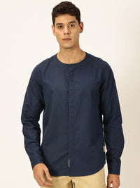 Thomas Scott Men Premium Cotton Linen Slim Fit Opaque Casual Shirt